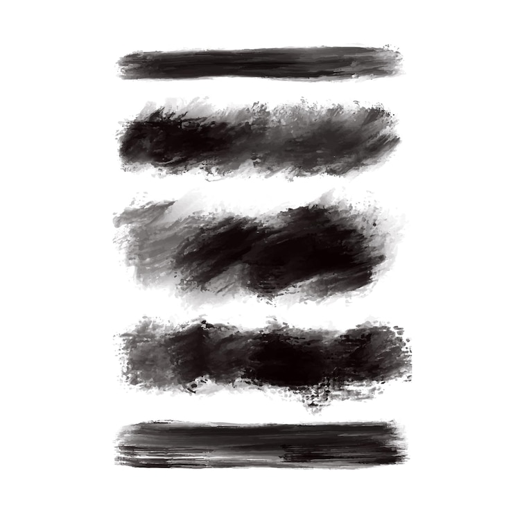 Vector gratuito conjunto de diseños de pinceladas decorativas de acuarela negra moderna
