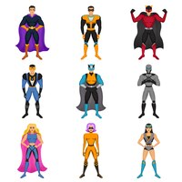 Vector gratuito conjunto de disfraces de superhéroe