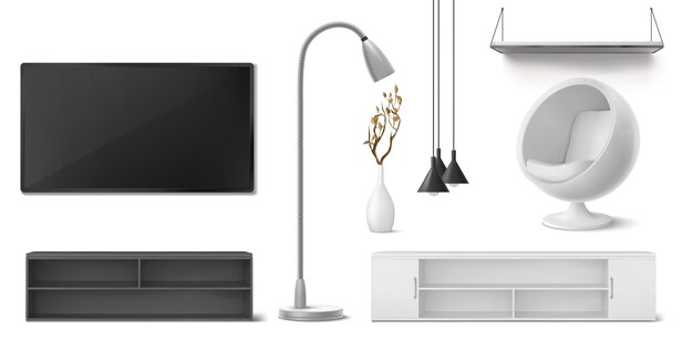 Conjunto de dispositivos de decoración de electrodomésticos de muebles para el hogar.