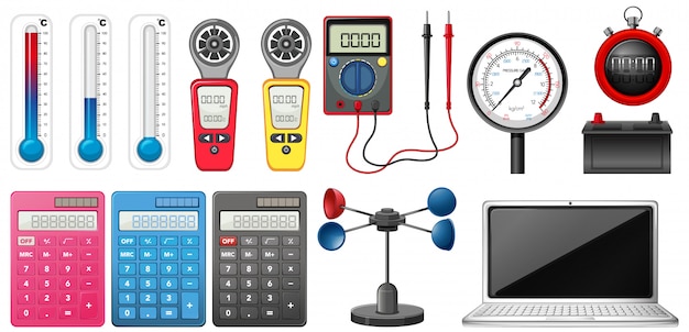 Vector gratuito conjunto de dispositivos de medición en blanco
