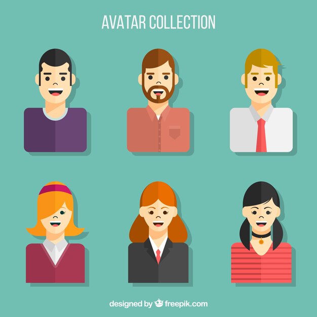 Conjunto divertido de avatares masculinos y femeninos