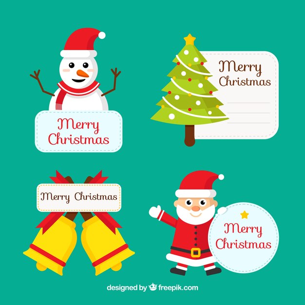 Conjunto divertido de etiquetas adorables de navidad
