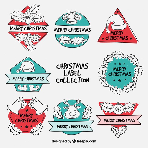 Conjunto divertido de etiquetas de navidad