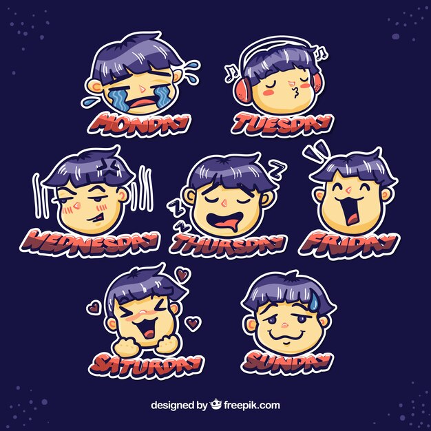 Conjunto divertido de pegatinas de caras de niño
