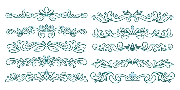 Vector gratuito conjunto de divisor de fantasía ornamental azul