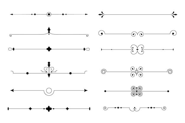 Conjunto divisor ornamental caligráfico