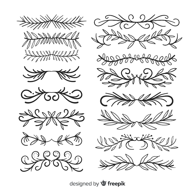 Conjunto divisor ornamental dibujado a mano