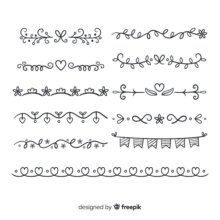 Vector gratuito conjunto divisor ornamental dibujado a mano
