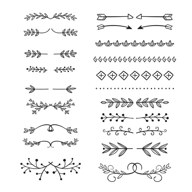 Conjunto divisor ornamental dibujado a mano