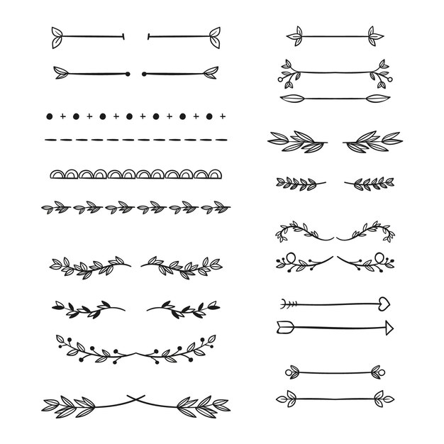 Conjunto divisor ornamental dibujado a mano