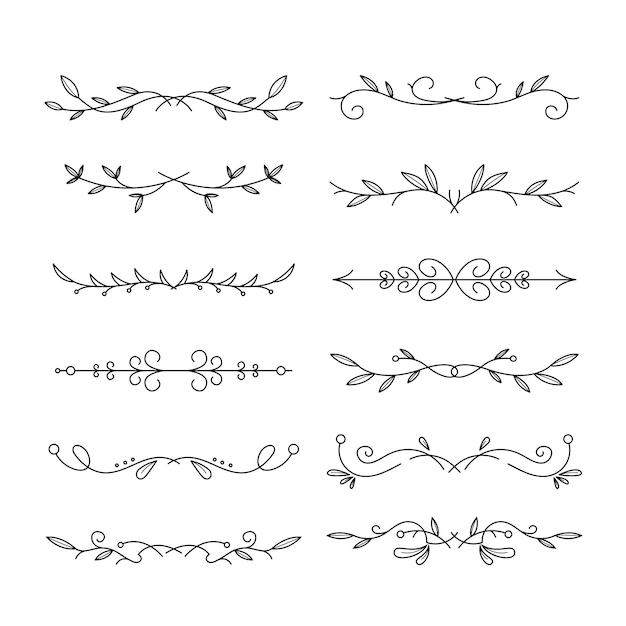 Conjunto divisor ornamental dibujado a mano