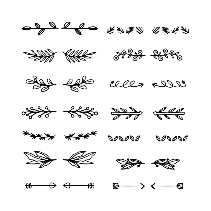 Vector gratuito conjunto divisor ornamental dibujado