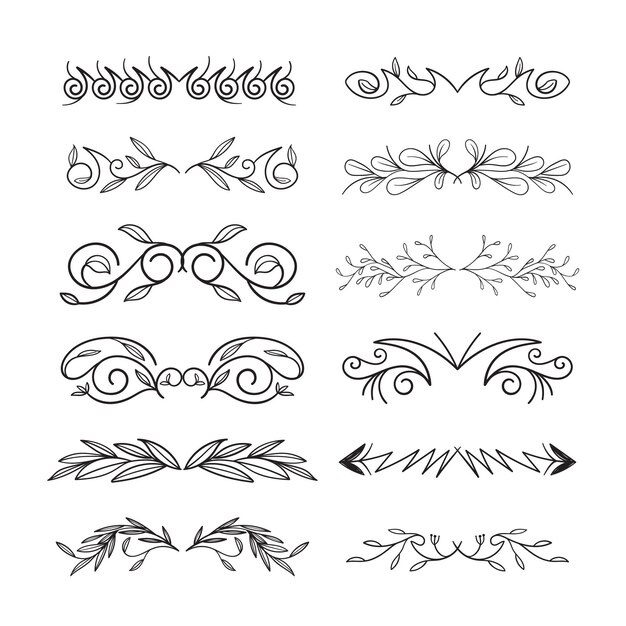Conjunto de divisores ornamentales caligráficos