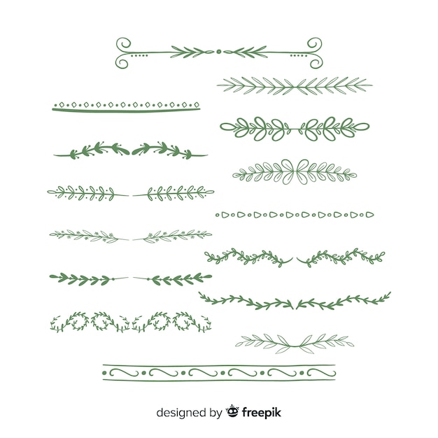 Conjunto de divisores ornamentales dibujados a mano