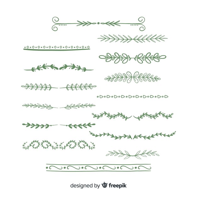 Conjunto de divisores ornamentales dibujados a mano