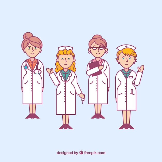 Vector gratuito conjunto de doctoras clásicas