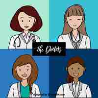 Vector gratuito conjunto de doctoras sonrientes