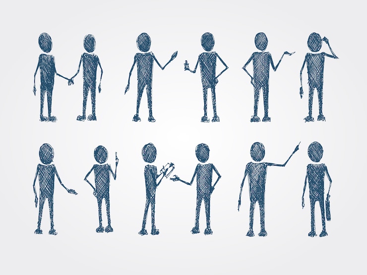 Vector gratuito conjunto de doodle busines personas colaboracion.