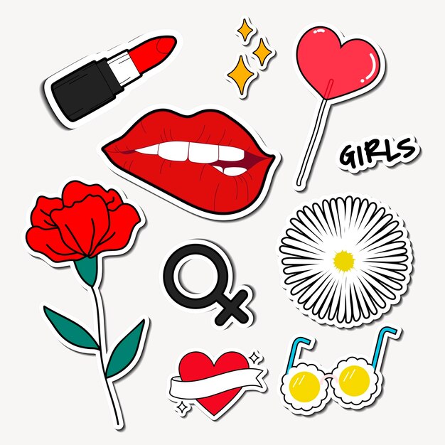 Conjunto de doodle de etiqueta engomada