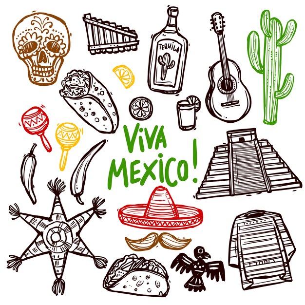 Conjunto de Doodle de México