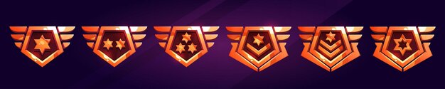 conjunto, de, dorado, juego, ejército, insignia, en, plano de fondo