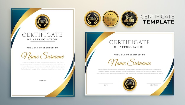 Conjunto de dos plantillas de certificado profesional multiusos