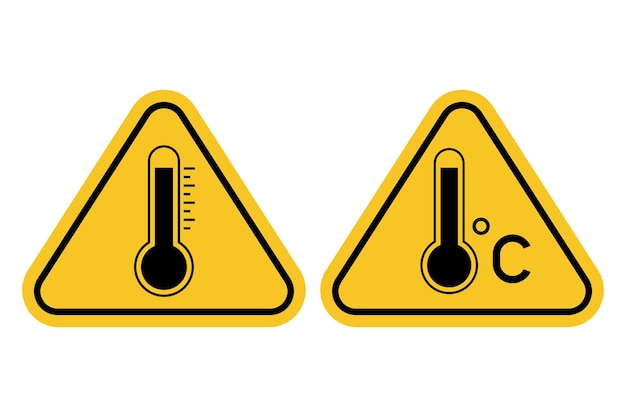 Vector gratuito conjunto de dos señales de advertencia de alta temperatura