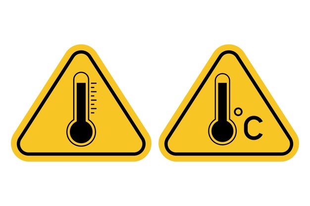 Conjunto de dos señales de advertencia de alta temperatura
