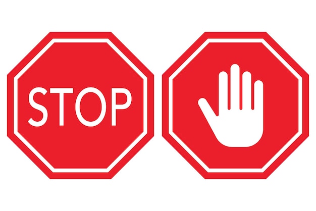 Conjunto de dos señales de stop rojo
