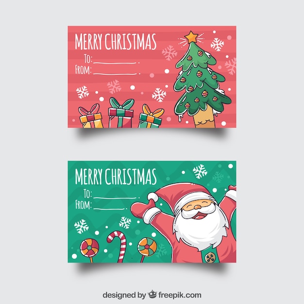 Conjunto de dos tarjetas de felicitación para navidad