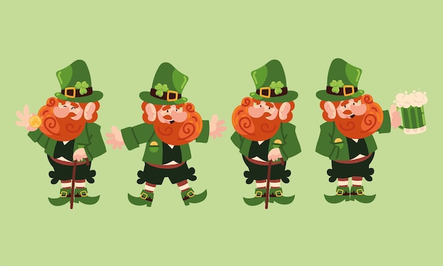 Vector gratuito conjunto de duende del día de san patricio