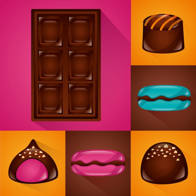 Vector gratuito conjunto de dulces dulces