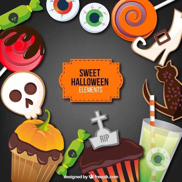 Vector gratuito conjunto de dulces de halloween realistas