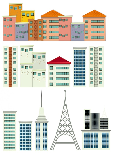 Vector gratuito un conjunto de edificio moderno