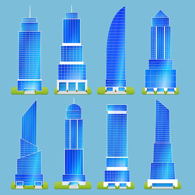 Vector gratuito conjunto de edificios de oficinas