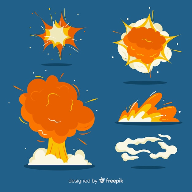 Conjunto de efectos de explosión de bomba
