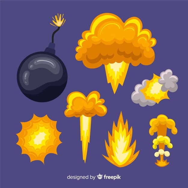 Conjunto de efectos de explosión de bomba