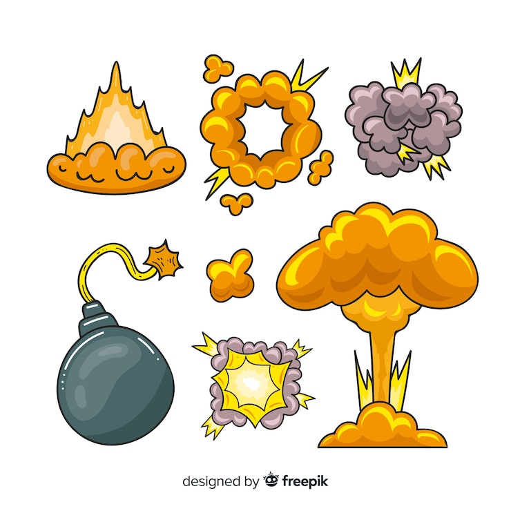 Vector gratuito conjunto de efectos de explosión de bomba