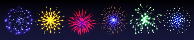 Conjunto de efectos de explosión de fuegos artificiales