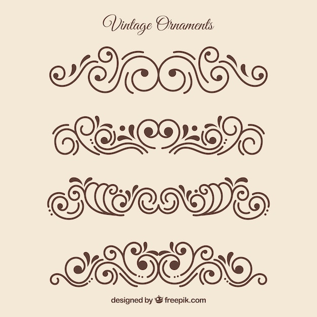 Vector gratuito conjunto elegante de adornos vintage