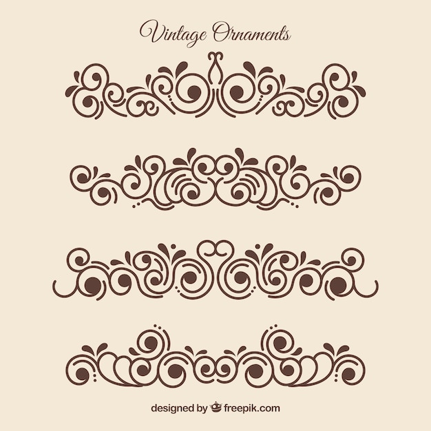 Vector gratuito conjunto elegante de adornos vintage