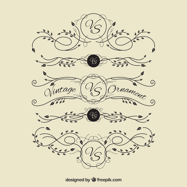 Vector gratuito conjunto elegante de adornos vintage