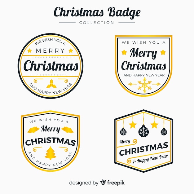 Conjunto elegante de etiquetas de navidad doradas