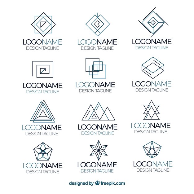 Conjunto elegante de logotipos monoline