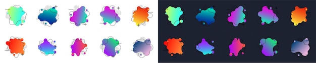 Conjunto de elementos abstractos geométricos azul rosa naranja formas y líneas de colores dinámicos banderas de formas fluidas plantilla para el diseño de la presentación del volante del logotipo ilustración vectorial