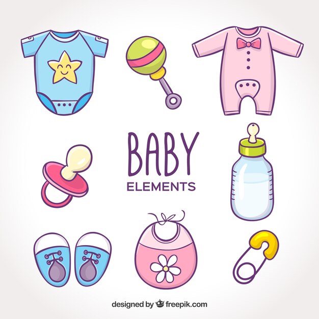 Conjunto de elementos de bebé