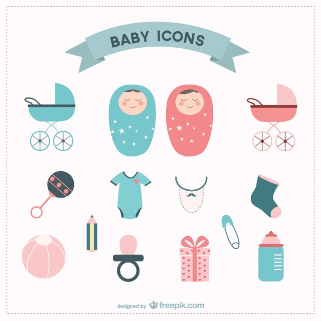 Conjunto de elementos de bebés para descarga gratuita