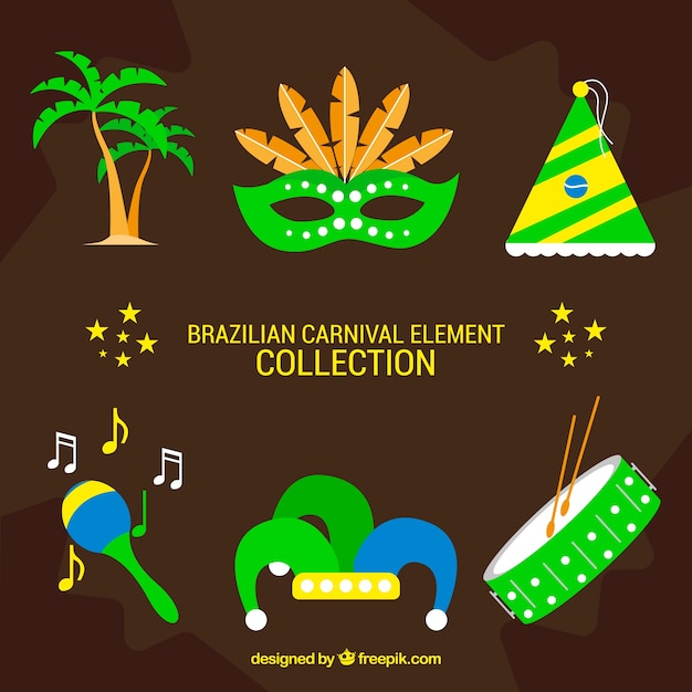 Vector gratuito conjunto de elementos de carnaval brasileño