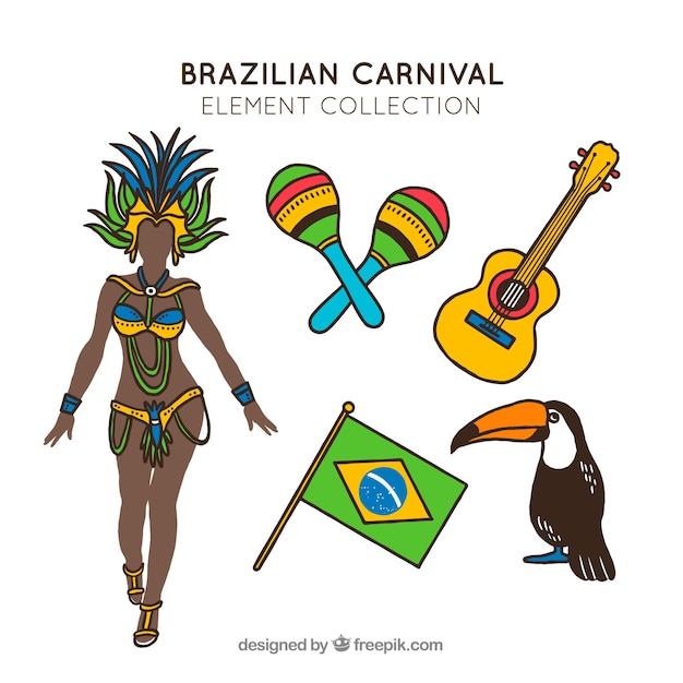 Conjunto de elementos de carnaval brasileño