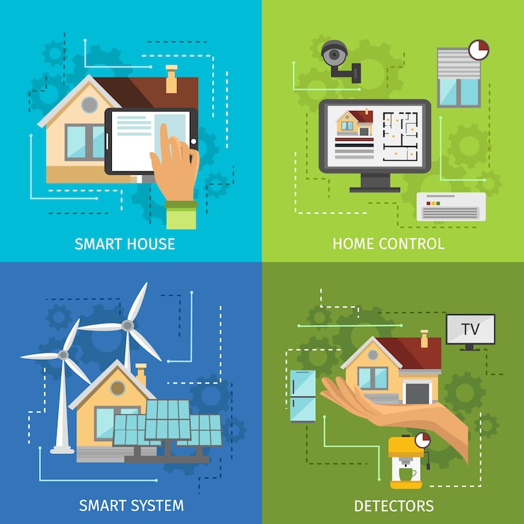Vector gratuito conjunto de elementos de casa inteligente de color